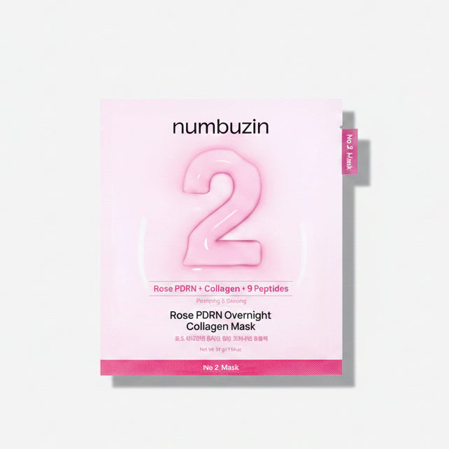 Numbuzin - No.2 Rose PDRN Overnight Collagen Veido Kaukė, 1 vnt.